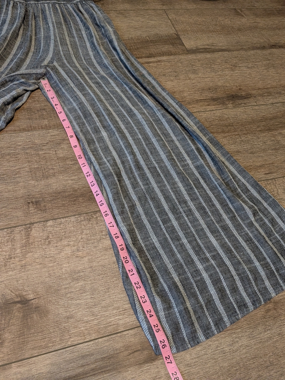 Striped V-Neck Wide-Leg Jumpsuit - Gray - Picture 5 of 7
